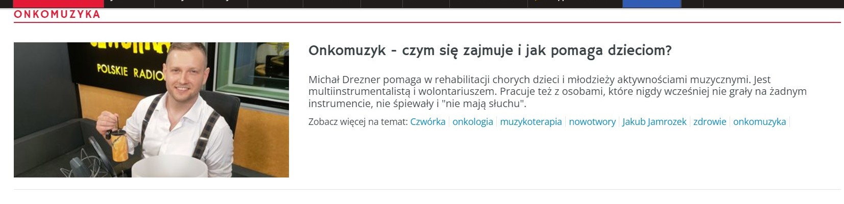 Artykuł Polskiego Radia Czwórka o pracy Michała Dreznera z dziećmi